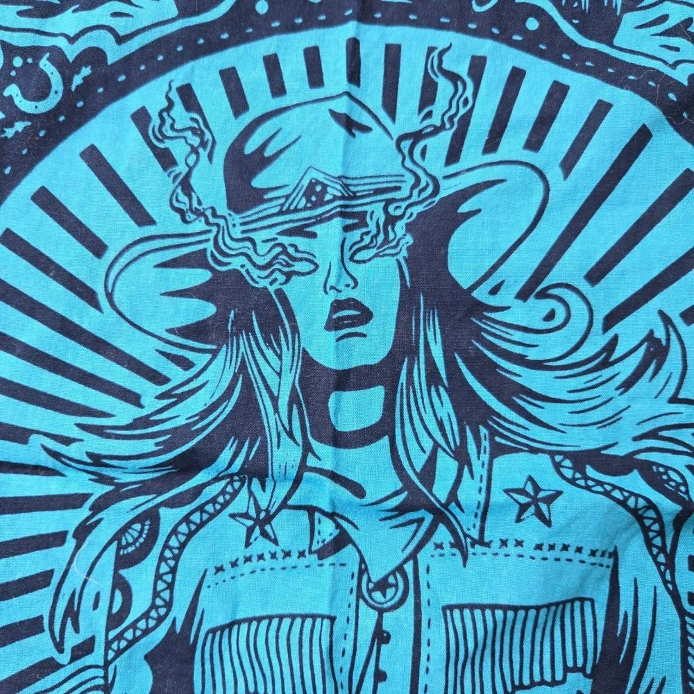 Shiner Texhex IPA Beer Bandana Merch Psychedelic Western Cowboy‎ OS Scarf Blue